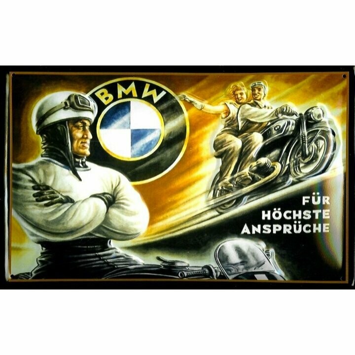 Plaque Métal Publicitaire Vintage "Moto BMW "