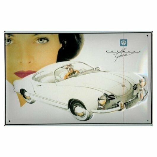 Plaque  Métal Publicitaire Vintage " VW Karman  "