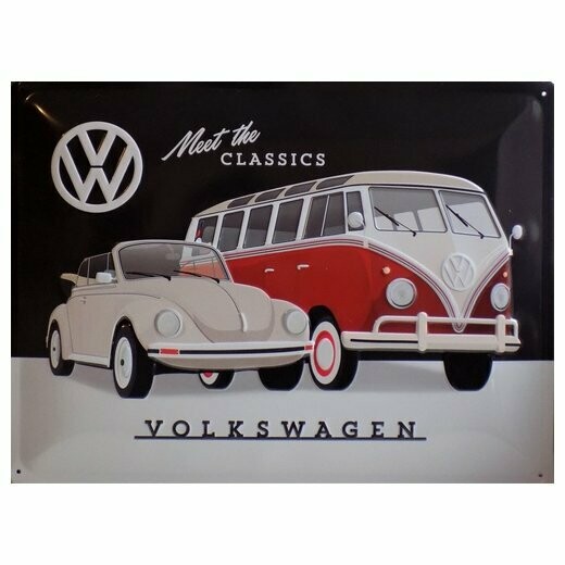 Plaque Métal Publicitaire Vintage " Volkswagen cox et combi "