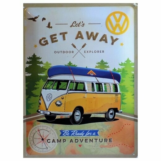 Plaque Métal  Publicitaire Vintage "Combi  Get Away "