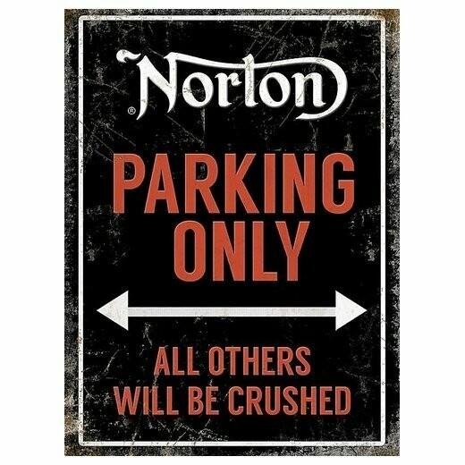 Plaque Métal  Publicitaire Vintage "Norton Parking Only"