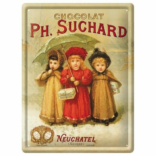 Plaque Métal Publicitaire Vintage  "Chocolat Suchard "