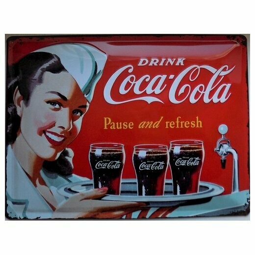 Plaque Métal  Publicitaire Vintage  "COCA COLA "
