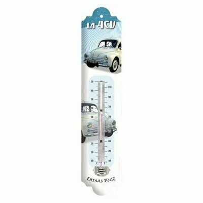 Thermomètre Publicitaire Vintage aspect émaillé "Renault 4 CV"