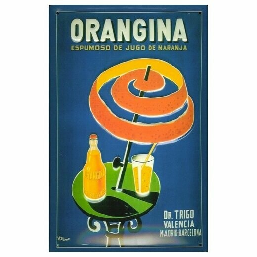 Plaque Métal  Vintage Publicité "ORANGINA "