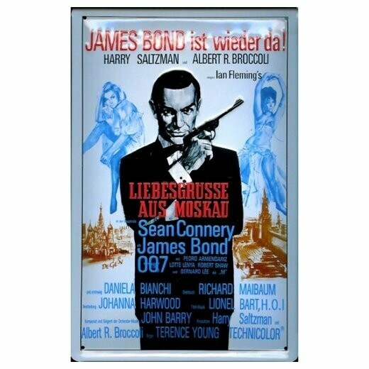 Plaque Métal  Publicitaire  Vintage  " James Bond 007 "