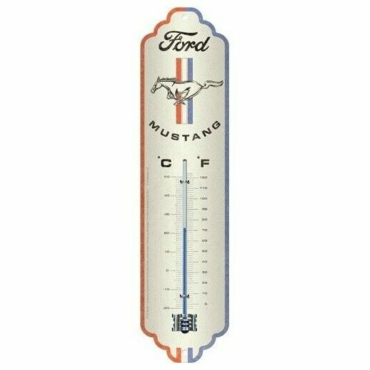 Thermomètre Publicitaire  Vintage en Métal " Mustang"