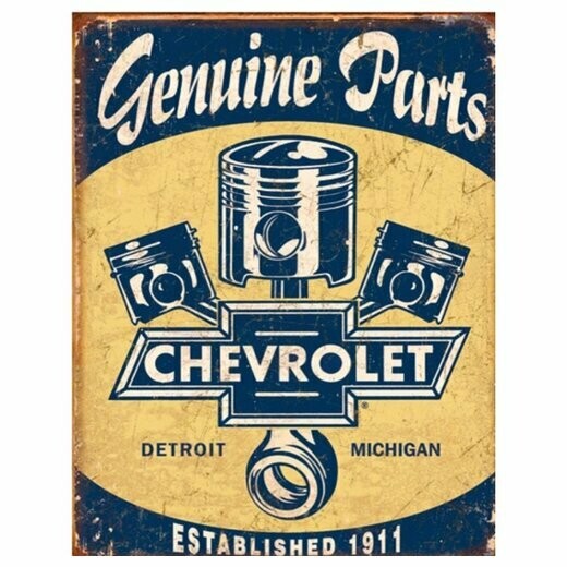 Plaque Métal Publicitaire Vintage Chevrolet " Genuise Parts "