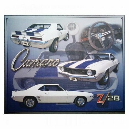 Plaque  Métal Publicitaire  Vintage  "Camaro  Z28  de  1969 "