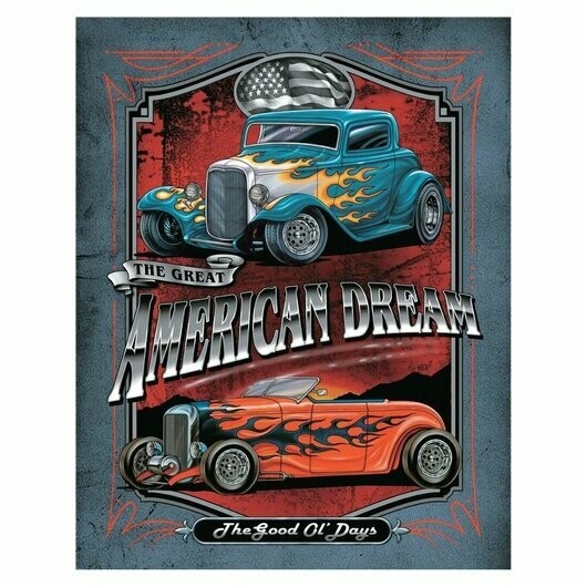 Plaque  en Métal Vintage  Hot Rod "Legends-American Dream "
