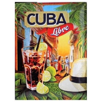 Plaque Métal Publicitaire Vintage " Cuba "