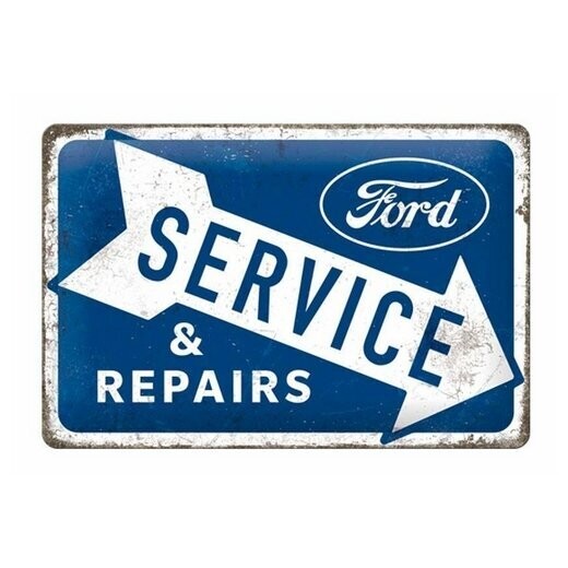 Plaque Métal Publicitaire Vintage "Ford Service"