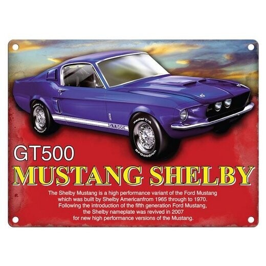 Plaque Métal Publicitaire Vintage "Mustang Shelby"