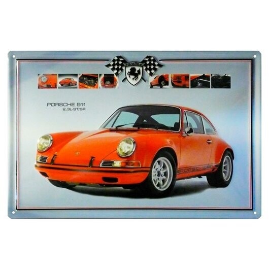 Plaque Métal Publicitaire Vintage  "Porsche 911"
