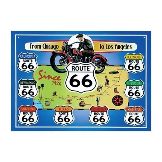 Plaque Métal Publicitaire Vintage  "Route 66"