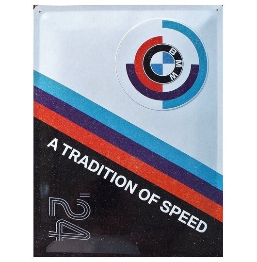 Plaque Métal Publicitaire Vintage " BMW  Motors sport "