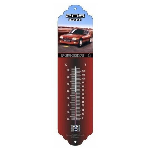Thermomètre  Publicitaire Vintage  en Métal  "Peugeot 205  GTI"
