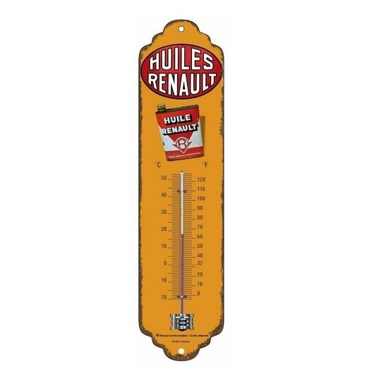Thermomètre Publicitaire Vintage en Métal "Huiles Renault"