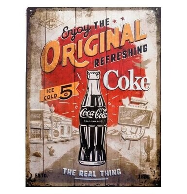 Plaque Métal Publicitaire Vintage " Coca Cola Original"