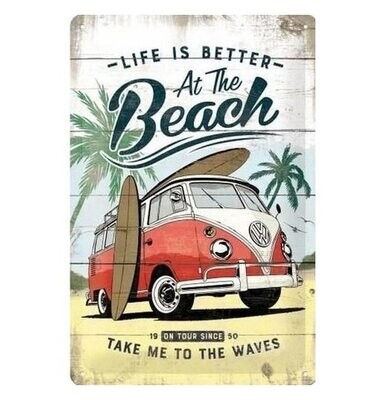 Plaque Métal  Publicitaire Vintage " Combi Beach"