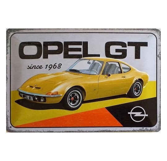 Plaque Métal Publicitaire Vintage " OPEL GT  1968 "
