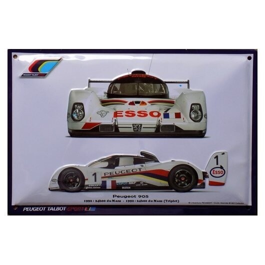 Plaque Métal Publicitaire Vintage "Peugeot Le Mans 905"