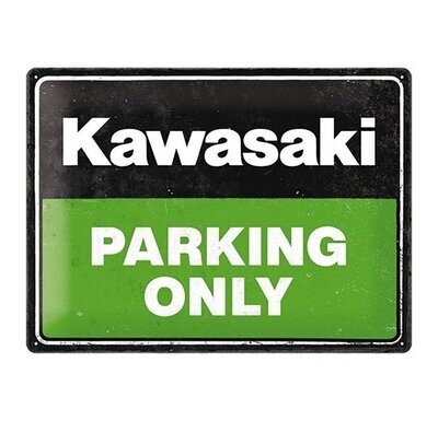 Plaque Métal Publicitaire Vintage " Kawasaki Parking Only "