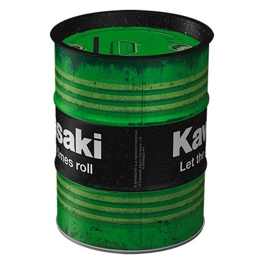 Tirelire  Bidon Métallique façon Vintage  KAWASAKI"