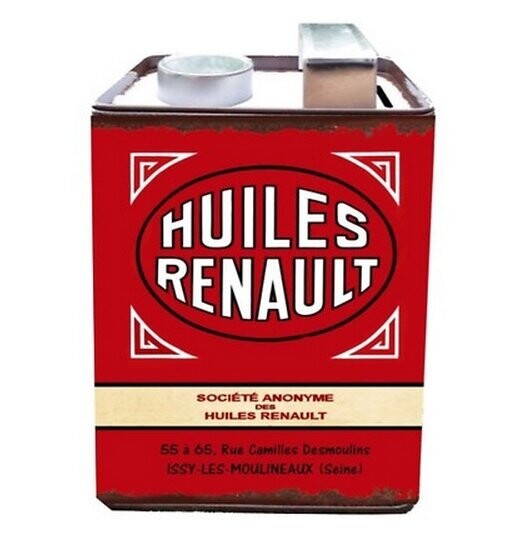 Tirelire Façon Bidon D'huile Métallique " HUILES RENAULT"
