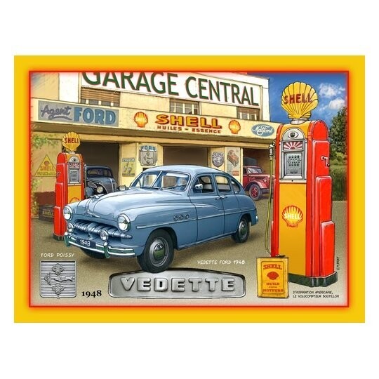 Plaque Métal Publicitaire Vintage " Ford Vedette 1948 "