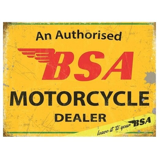 Plaque Métal  Publicitaire Vintage  " BSA  Motorcycle"
