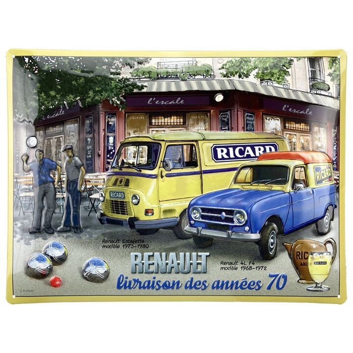 Plaque  Métal Publicitaire Vintage " Publicité Ricard Livraison des années 70"