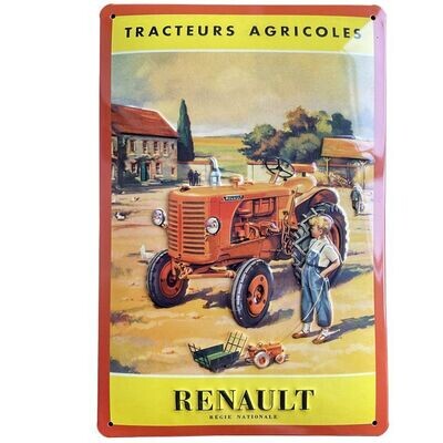 Plaque Métal Publicitaire Vintage "Tracteur Renault"