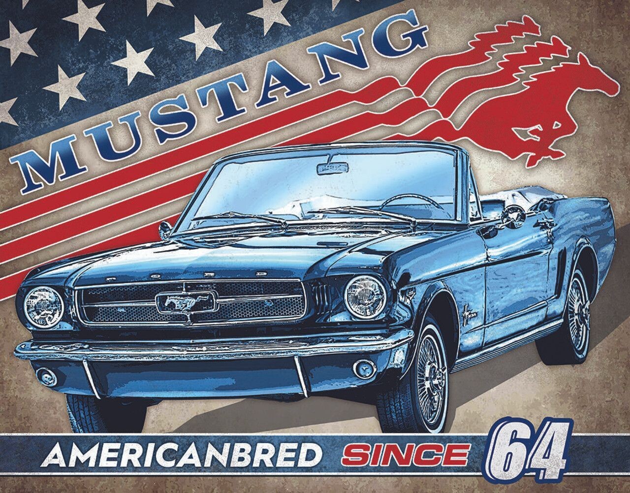 Plaque Métal Publicitaire Vintage " Mustang"