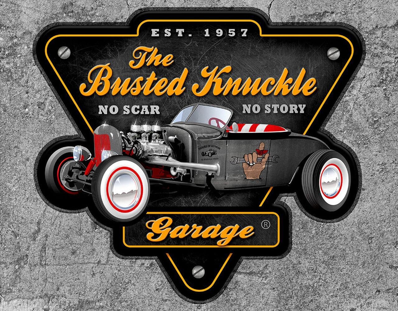 Plaque Métal Publicitaire Vintage "Hot Rod BKG Garage"