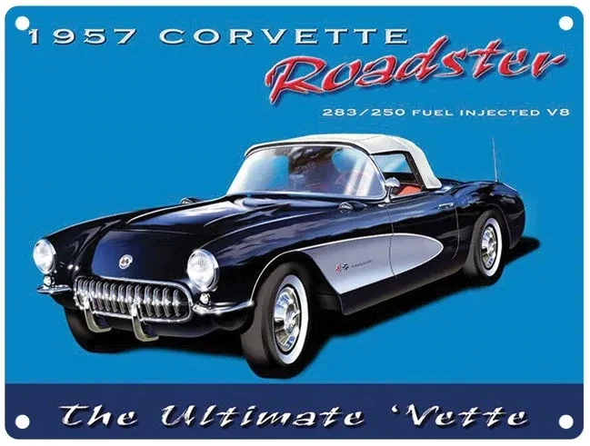 Plaque Métal Publicitaire Vintage " Corvette Roadster"