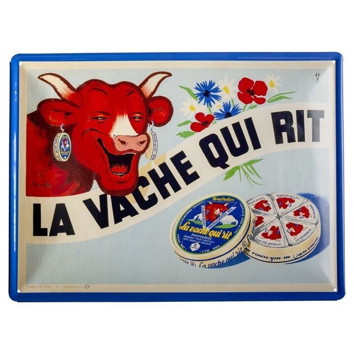 Plaque Métal Publicitaire Vintage " La Vache Qui Rit"