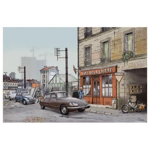 Affiche d'une  Citroën " DS" dans une rue  à Paris