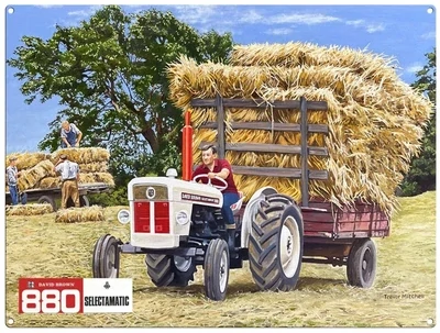 Plaque Métal Publicitaire Vintage Tracteur " David Brown 880"