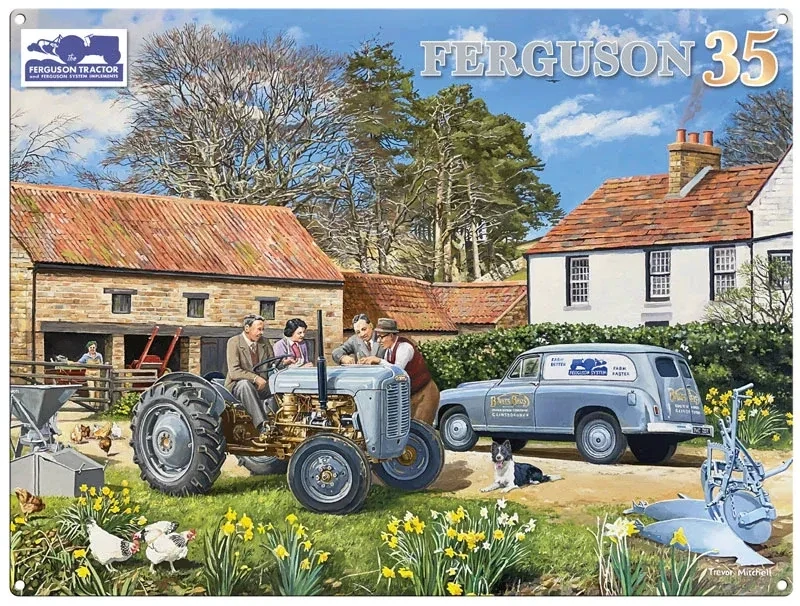 Plaque Métal Publicitaire Vintage Tracteur "Fergusson 35"