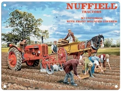 Plaque Métal Publicitaire Vintage Tracteur " Nuffield"