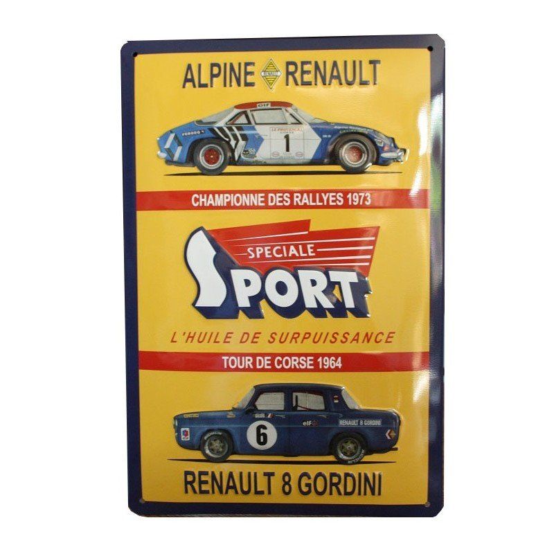 Plaque Métal Publicitaire Vintage " Renault Alpine et R8"