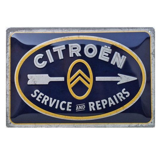 Plaque Métal Publicitaire Vintage " Citroën Service et Repairs "