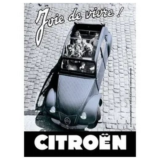 Plaque Métal Publicitaire Vintage " Famille en 2CV Citroën"