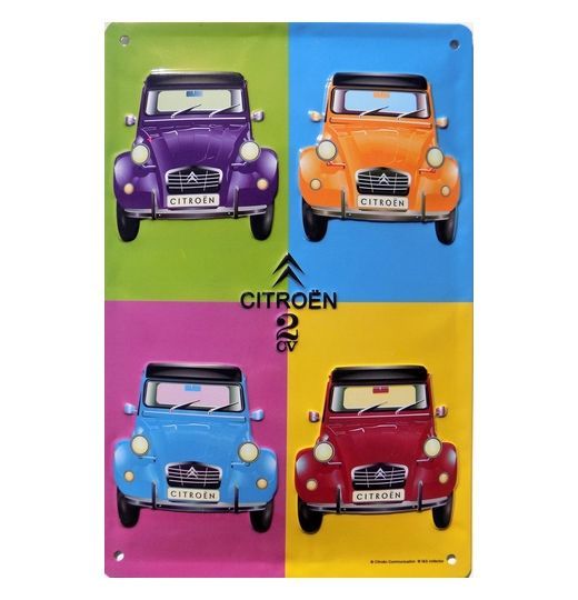 Plaque Métal Publicitaire Vintage " 2CV Andy Warhol"