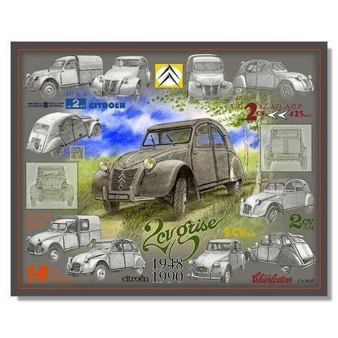 Plaque Métal Publicitaire Vintage "2CV de 1948 à 1990"