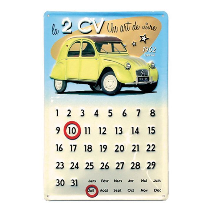 Calendrier Perpétuel en Métal "2CV 1962 Type AZ "