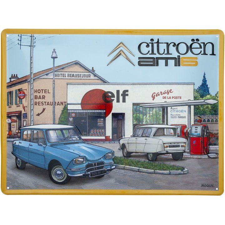 Plaque Métal Publicitaire Vintage "Citroën Ami 6 "