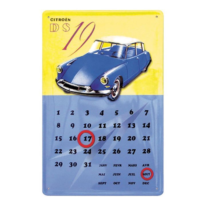 Calendrier Perpétuel en Métal " Citroën DS 19"