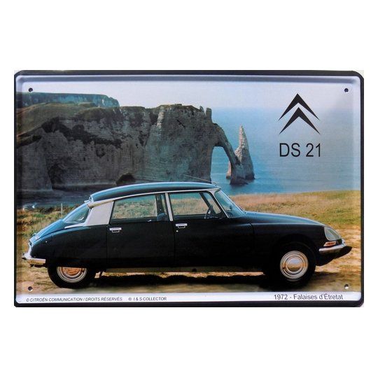 Plaque Métal Publicitaire Vintage "Citroën DS 21 à Etretat"